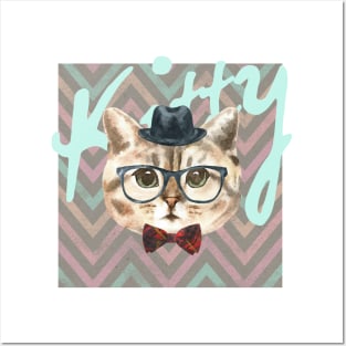 Cute cat on cute pattern Posters and Art